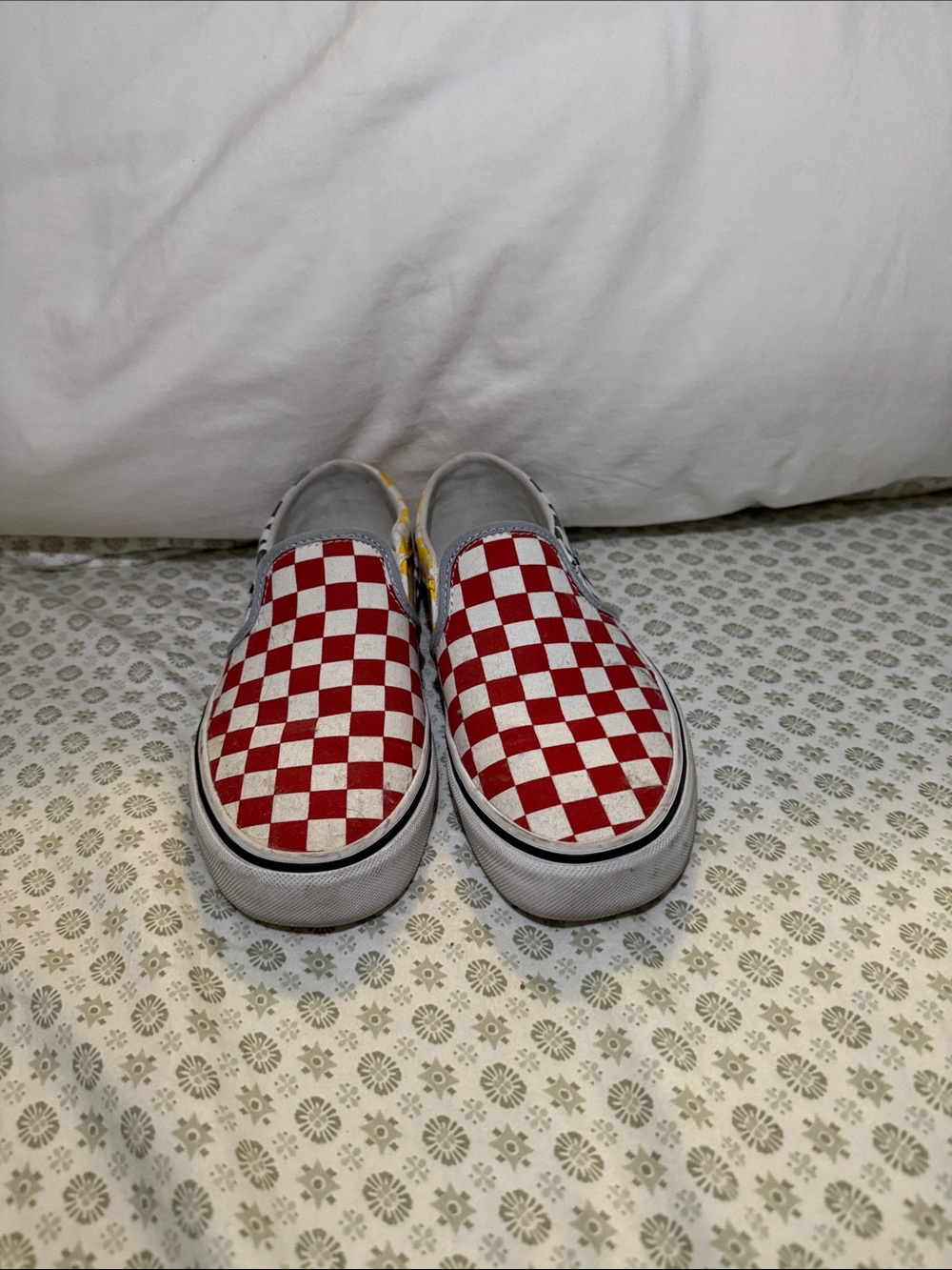Vans Slip-On Sneakers - Red and White Checkerboard